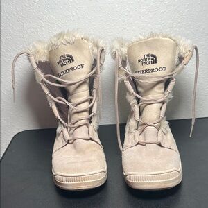 The North Face Beige Suede Waterproof Fur Boots Girls